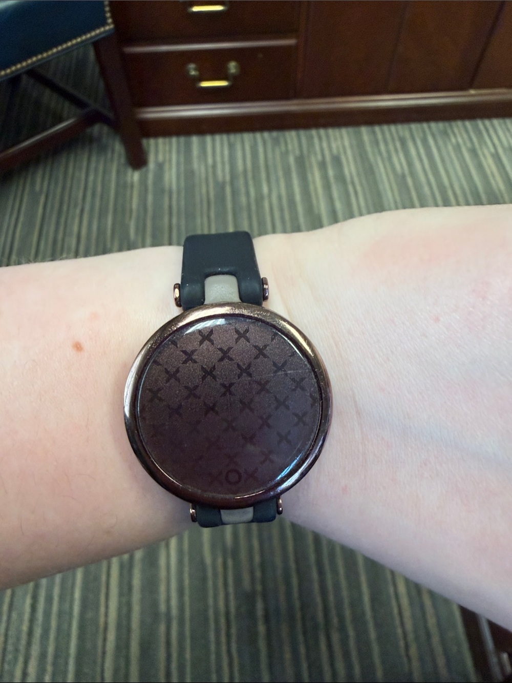 Garmin Lily Bronze-Tone Round Face Smartwatch with Black Band
